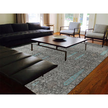 Load image into Gallery viewer, 10&#39;x10&#39; Square Cypress Tree Design Silk with Textured Wool Hand Knotted Oriental Rug FWR348960