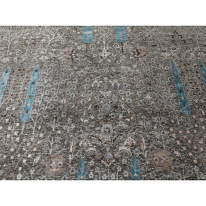 10'x10' Square Cypress Tree Design Silk with Textured Wool Hand Knotted Oriental Rug FWR348960