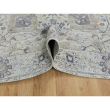 Load image into Gallery viewer, 10&#39;x10&#39; Round Ivory Silk With Textured Wool Tabriz Hand Knotted Oriental Rug FWR348990