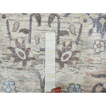 Load image into Gallery viewer, 10&#39;x10&#39; Round Ivory Silk With Textured Wool Tabriz Hand Knotted Oriental Rug FWR348990