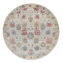 Load image into Gallery viewer, 10&#39;x10&#39; Round Colorful Silk With Textured Wool Tabriz Hand Knotted Oriental Rug FWR349044