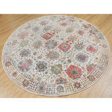 Load image into Gallery viewer, 10&#39;x10&#39; Round Colorful Silk With Textured Wool Tabriz Hand Knotted Oriental Rug FWR349044