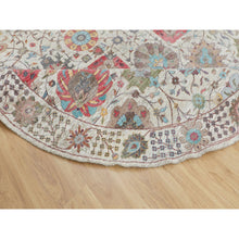 Load image into Gallery viewer, 10&#39;x10&#39; Round Colorful Silk With Textured Wool Tabriz Hand Knotted Oriental Rug FWR349044