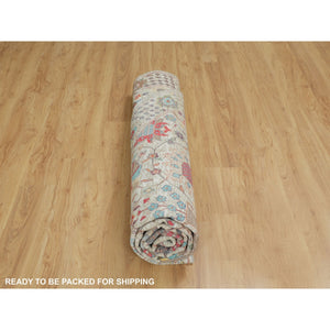 10'x10' Round Colorful Silk With Textured Wool Tabriz Hand Knotted Oriental Rug FWR349044