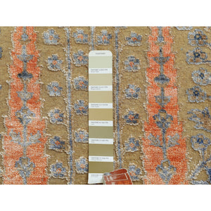 2'1"x3' Cypress Tree Design Silk With Textured Wool Hand Knotted Oriental Rug FWR349062
