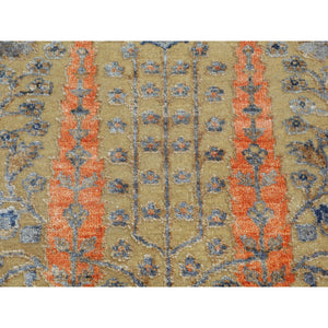 2'1"x3' Cypress Tree Design Silk With Textured Wool Hand Knotted Oriental Rug FWR349062