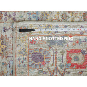 2'7"x12' Colorful Silk With Textured Wool Tabriz Design Runner Hand Knotted Oriental Rug FWR349134