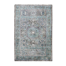 Load image into Gallery viewer, 3&#39;1&quot;x5&#39; Silk With Textured Wool Hi-Low Pile Mamluk Design Runner Hand Knotted Oriental Rug FWR349170