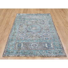 Load image into Gallery viewer, 3&#39;1&quot;x5&#39; Silk With Textured Wool Hi-Low Pile Mamluk Design Runner Hand Knotted Oriental Rug FWR349170