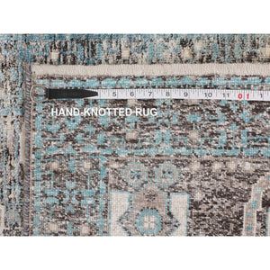 3'1"x5' Silk With Textured Wool Hi-Low Pile Mamluk Design Runner Hand Knotted Oriental Rug FWR349170