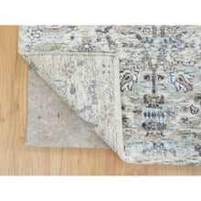 Load image into Gallery viewer, 2&#39;5&quot;x12&#39; Ivory Silk With Textured Wool Tabriz Design Runner Hand Knotted Oriental Rug FWR349182