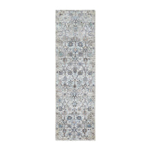 Load image into Gallery viewer, 2&#39;5&quot;x8&#39; Ivory Silk With Textured Wool Tabriz Design Runner Hand Knotted Oriental Rug FWR349200