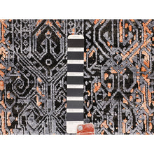 Load image into Gallery viewer, 8&#39;6&quot;x12&#39;1&quot; Charcoal Black Jewellery Design Silk With Textured Wool Hand Knotted Oriental Rug FWR349260