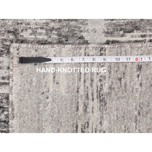 2'4"x8' Gray Hand Spun Undyed Natural Wool Modern Runner Hand Knotted Oriental Rug FWR349368