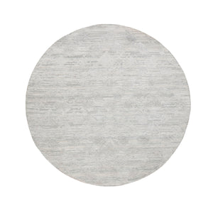 6'x6' Ivory Hand Spun Undyed Natural Wool Modern Round Hand Knotted Oriental Rug FWR349428
