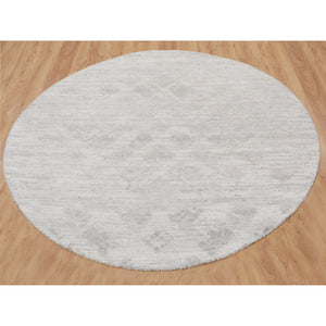 6'x6' Ivory Hand Spun Undyed Natural Wool Modern Round Hand Knotted Oriental Rug FWR349428