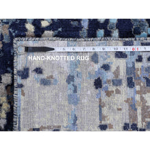 Load image into Gallery viewer, 3&#39;x4&#39;9&quot; Blue Mosaic Design Wool And Silk Hand Knotted Persian Knot Oriental Rug FWR349728