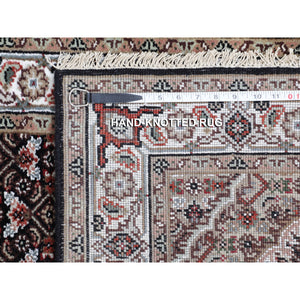 2'8"x10'1" Black Tabriz Mahi Fish Design Wool Runner Hand Knotted Oriental Rug FWR349788
