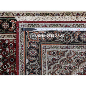 2'9"x12'6" Red Tabriz Mahi Fish Design Wool Hand Knotted Runner Oriental Rug FWR349938