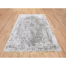 Load image into Gallery viewer, 6&#39;x9&#39; Grey Broken Persian Design Wool And Pure Silk Hand Knotted Oriental Rug FWR350034