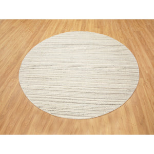 8'x8' Beige Hand Loomed Organic Wool Modern Round Oriental Rug FWR350094