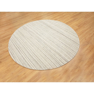 8'x8' Beige Hand Loomed Organic Wool Modern Round Oriental Rug FWR350094