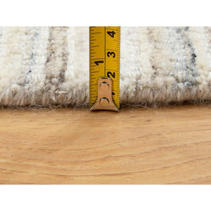 8'x8' Beige Hand Loomed Organic Wool Modern Round Oriental Rug FWR350094