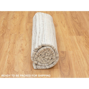 8'x8' Beige Hand Loomed Organic Wool Modern Oriental Rug FWR350100