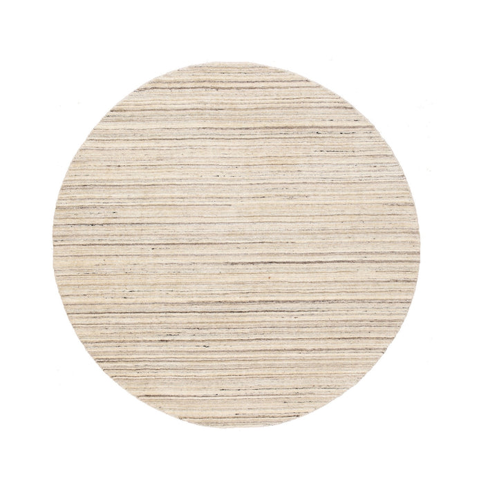 6'x6' Beige Hand Loomed Organic Wool Modern Round Oriental Rug FWR350118