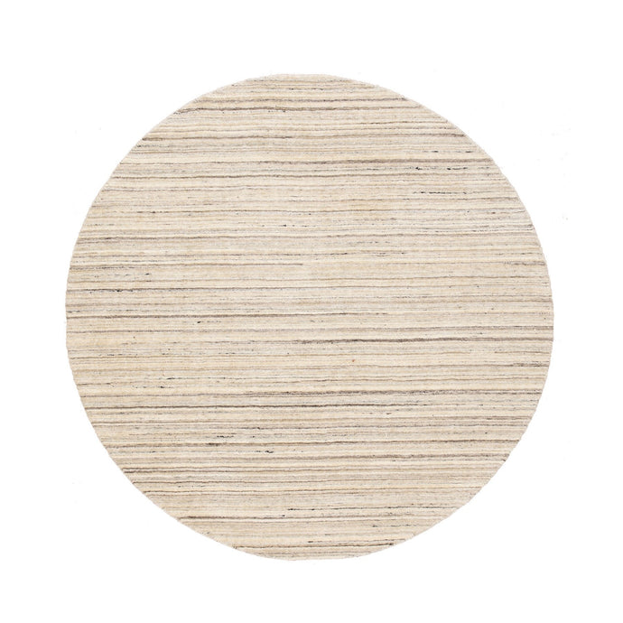 6'x6' Beige Hand Loomed Organic Wool Modern Round Oriental Rug FWR350124