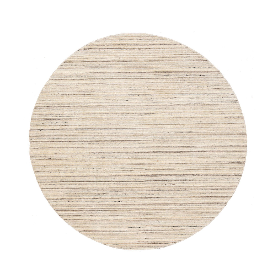 6'x6' Beige Hand Loomed Organic Wool Modern Round Oriental Rug FWR350124