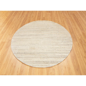 6'x6' Beige Hand Loomed Organic Wool Modern Round Oriental Rug FWR350124