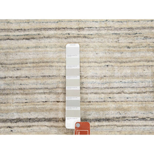 2'6"x9'8" Beige Hand Loomed Organic Wool Modern Runner Oriental Rug FWR350148