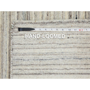 2'6"x9'8" Beige Hand Loomed Organic Wool Modern Runner Oriental Rug FWR350148