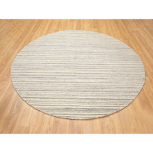 Load image into Gallery viewer, 8&#39;x8&#39; Round Beige Hand Loomed Natural Wool Plain Modern Oriental Rug FWR350202