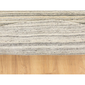 8'x8' Round Beige Hand Loomed Natural Wool Plain Modern Oriental Rug FWR350202