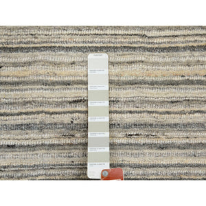 8'x8' Round Beige Hand Loomed Natural Wool Plain Modern Oriental Rug FWR350202