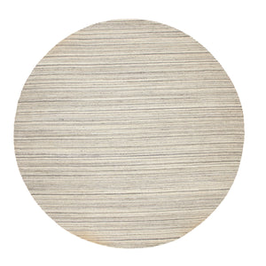 10'2"x10'2" Round Beige Hand Loomed Natural Wool Plain Modern Oriental Rug FWR350268