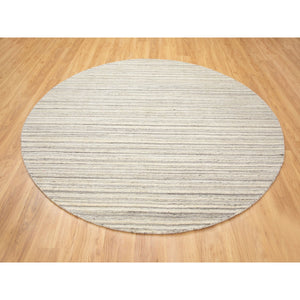 10'2"x10'2" Round Beige Hand Loomed Natural Wool Plain Modern Oriental Rug FWR350268