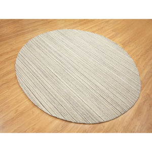 10'2"x10'2" Round Beige Hand Loomed Natural Wool Plain Modern Oriental Rug FWR350268