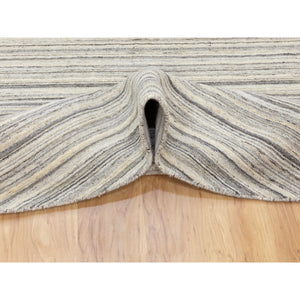 10'2"x10'2" Round Beige Hand Loomed Natural Wool Plain Modern Oriental Rug FWR350268