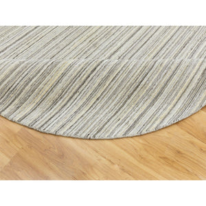 10'2"x10'2" Round Beige Hand Loomed Natural Wool Plain Modern Oriental Rug FWR350268
