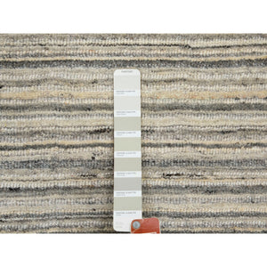10'2"x10'2" Round Beige Hand Loomed Natural Wool Plain Modern Oriental Rug FWR350268