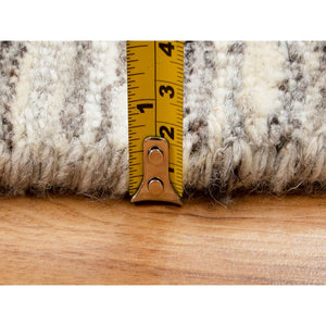 10'2"x10'2" Round Beige Hand Loomed Natural Wool Plain Modern Oriental Rug FWR350268