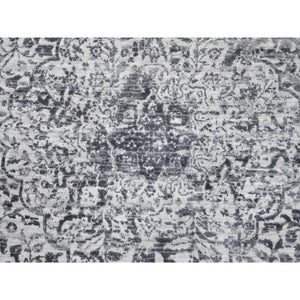 8'x8' Round Broken Persian Design Wool and Pure Silk Hand Knotted Oriental Rug FWR350310