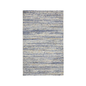 3'x5' Blue Variegated Textured Design Hand Loomed Pure Wool Modern Oriental Rug FWR350370
