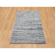 Load image into Gallery viewer, 3&#39;x5&#39; Blue Variegated Textured Design Hand Loomed Pure Wool Modern Oriental Rug FWR350370