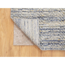 Load image into Gallery viewer, 3&#39;x5&#39; Blue Variegated Textured Design Hand Loomed Pure Wool Modern Oriental Rug FWR350370