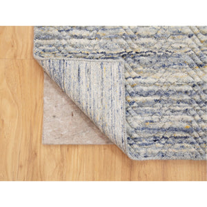 3'x5' Blue Variegated Textured Design Hand Loomed Pure Wool Modern Oriental Rug FWR350370