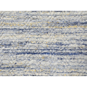 3'x5' Blue Variegated Textured Design Hand Loomed Pure Wool Modern Oriental Rug FWR350370